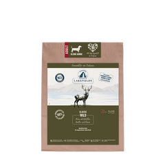 Verpackung von Lakefields Trockenfutter Classic Wild für kleine Hunde in braunem Design.