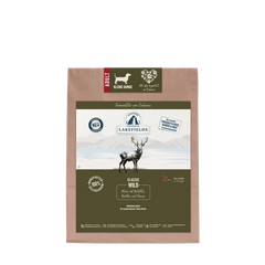 Verpackung von Lakefields Trockenfutter Classic Wild für kleine Hunde in braunem Design.