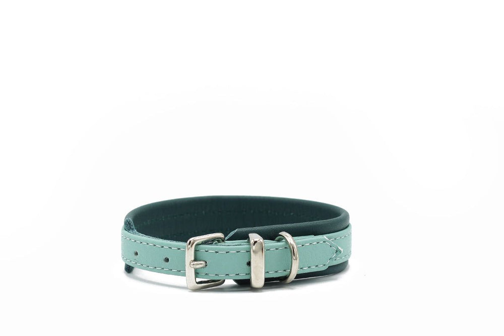 Mintgrünes Lederarmband mit silberner Doppelspange, schlicht und elegant, perfekt für den Frühling.