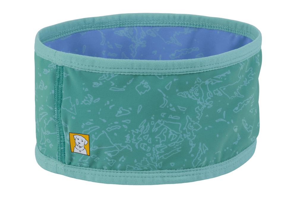 Kühlendes Halstuch Swamp Cooler™ in mintgrün mit grafischem Muster und hellblauer Innenseite. Ideal für heiße Tage.