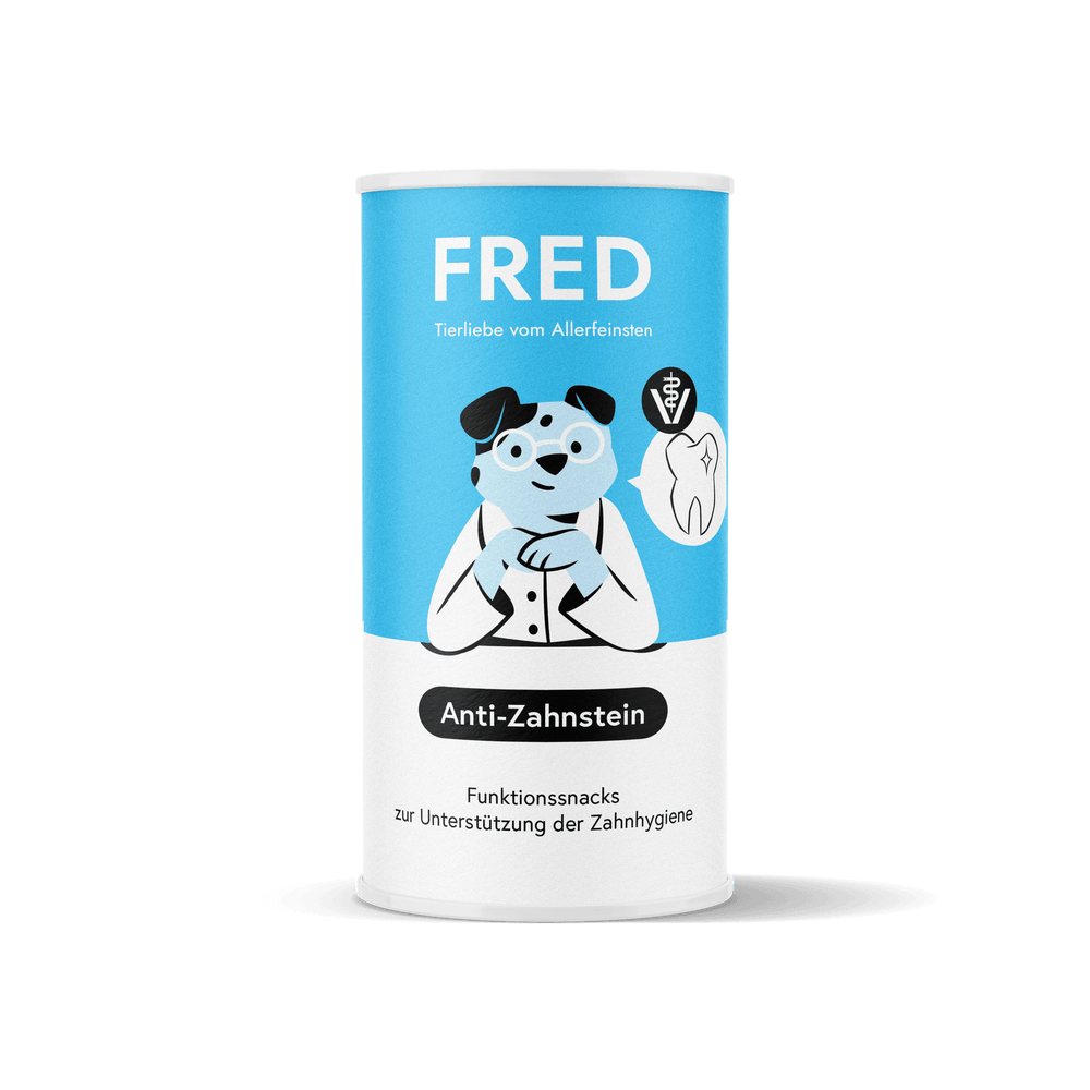 Funktionssnack Anti-Zahnstein für Hunde in blauer Verpackung zur Unterstützung der Zahnhygiene und Zahnsteinprävention.