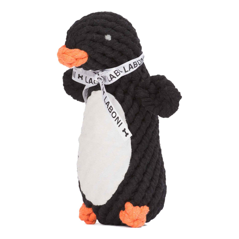 "Winter Fun Pinguin Plüschspielzeug für Hunde in schwarz, weiß und orange – ideal für winterliche Spiele."