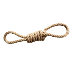 "Zergel aus Hanfseil für Hunde, dicke Jutekordel mit Knoten, ideal zur Zahnpflege und für interaktives Spiel."