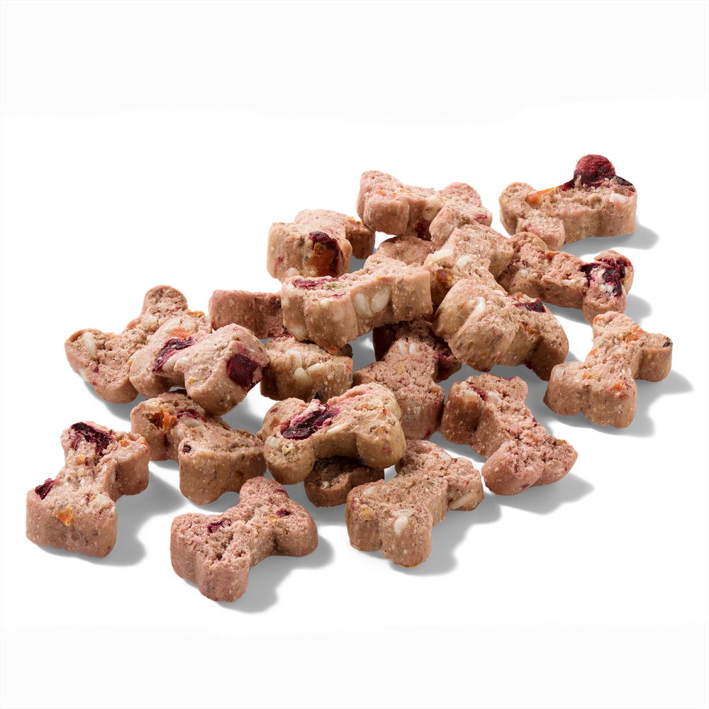 FRED Snacks Kaninchen & Rote Bete Minis für Hunde, getreidefrei, ideal für Training und Belohnungen, in bunten Formen.