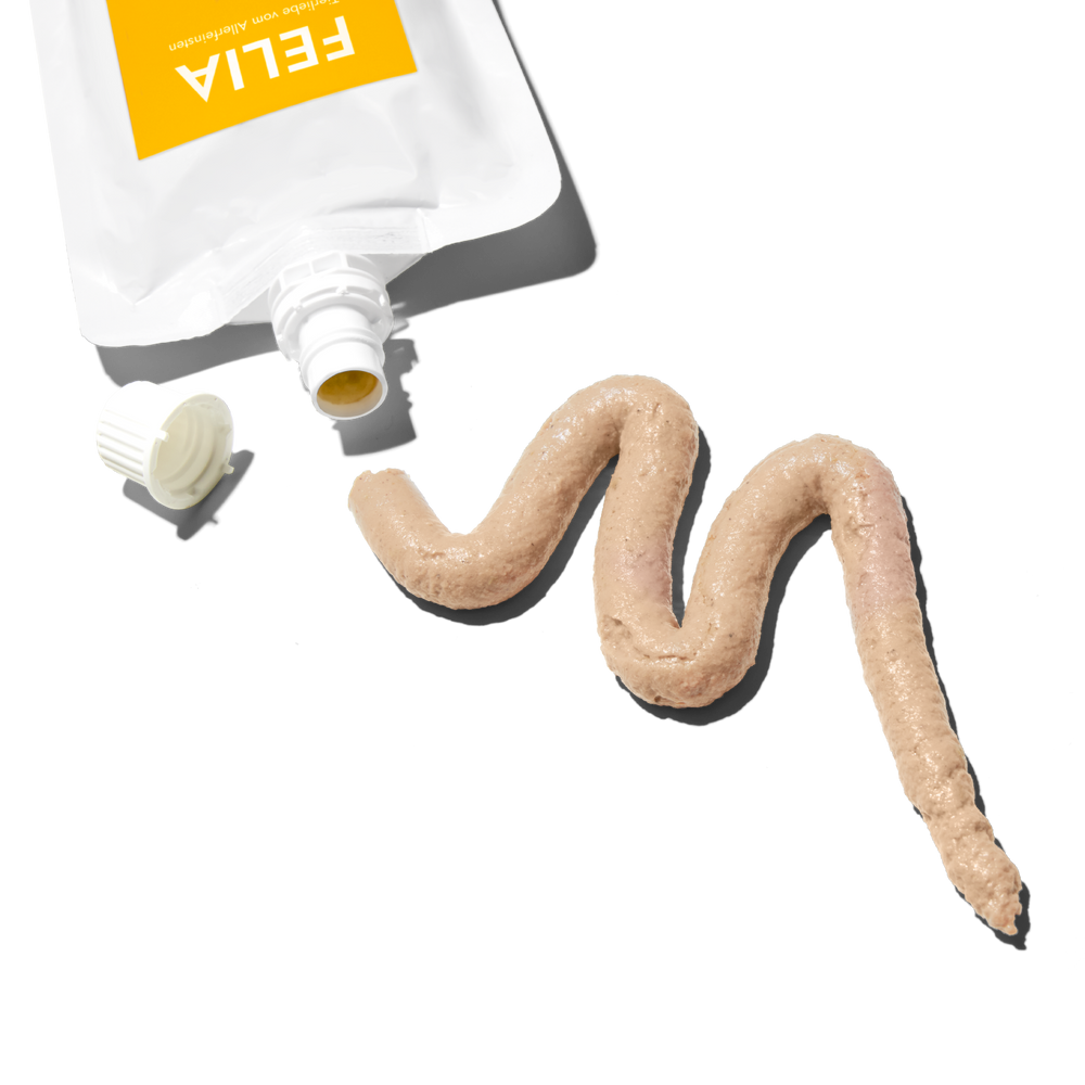 FELIA Lieblingscreme Huhn für Katzen, cremiger Snack in Tube, ideal als Belohnung oder Futtertopping, praktische Dosierung.