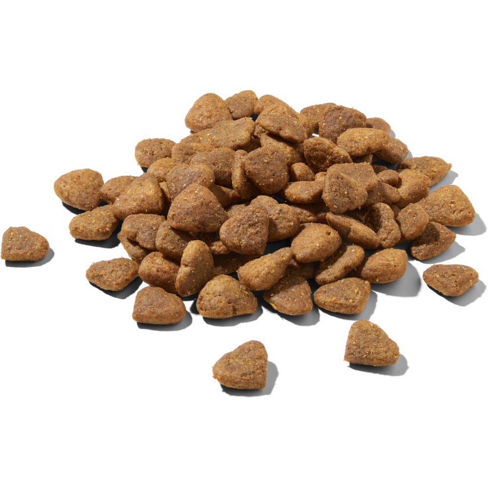 FELIA Premium Trockenfutter Huhn in herzförmigen Stückchen auf schwarzem Hintergrund für Katzenfutter, 2er Set.