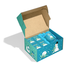 FELIA Weihnachtsbox 2er Set mit winterlichem Design, Tasse und festlichen Produkten in blau, ideal als Geschenk für die Weihn