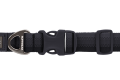 Schwarzes Front Range™ Hundehalsband aus robustem Material mit stabiler Metallschnalle, ideal für Outdoor-Aktivitäten.