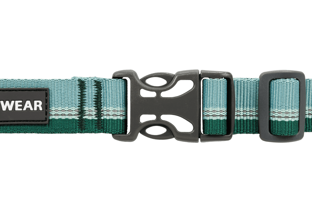Web Reaction™ Martingal Hundehalsband in Grüntönen mit grauem Kunststoffverschluss und schwarzem "WEAR"-Etikett.