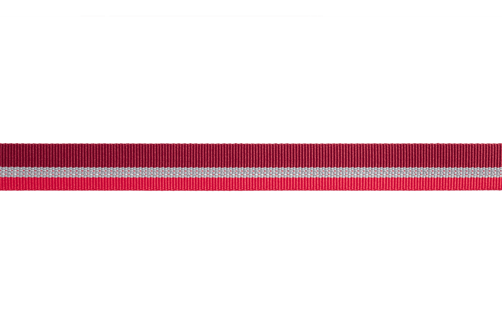 Crag™ reflektierendes Hundehalsband in rot-violett mit hellen Streifen, robust und vielseitig einsetzbar.