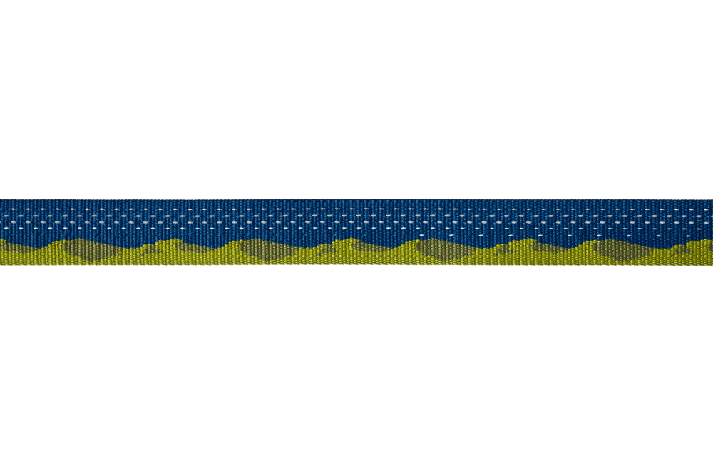 Reflektierendes Crag™ Hundehalsband in Blau und Grün mit wellenförmigem Muster für mehr Sicherheit beim Spaziergang.