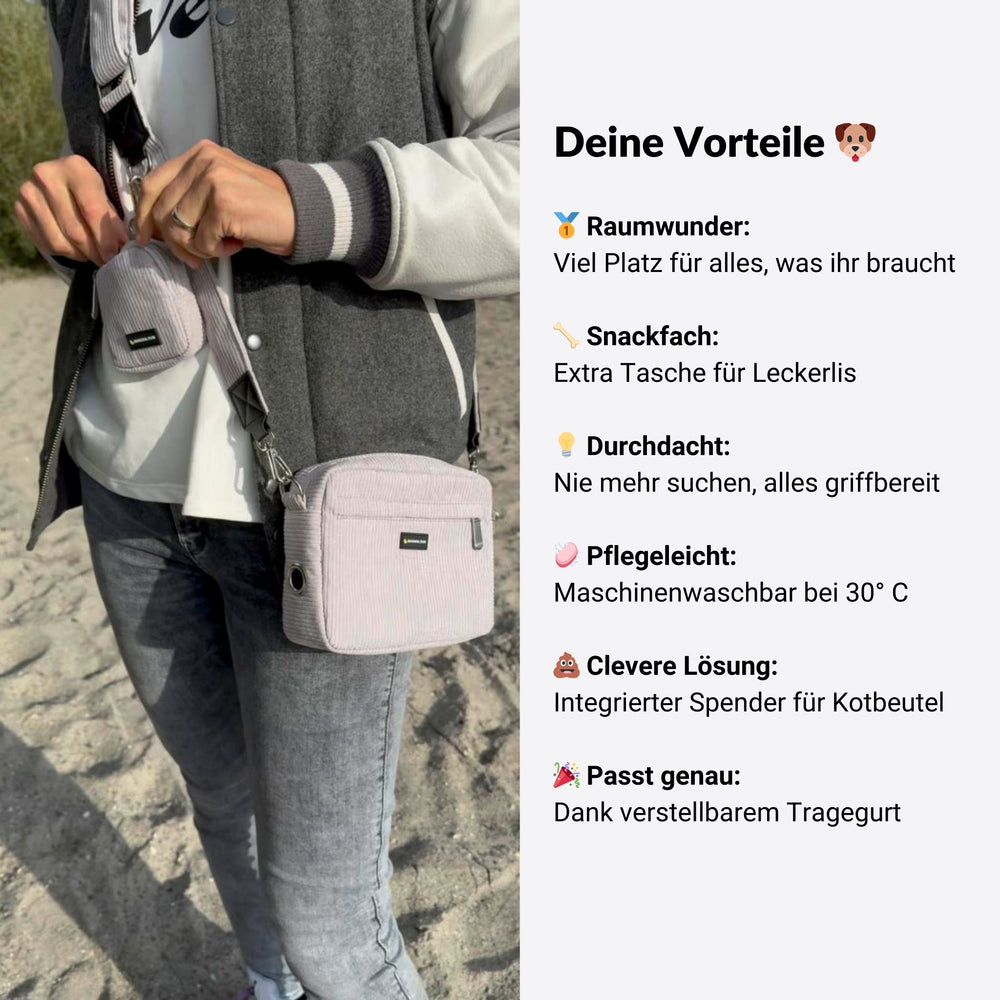Gassitasche Cord + Leckerlitasche (Silver Dawn)