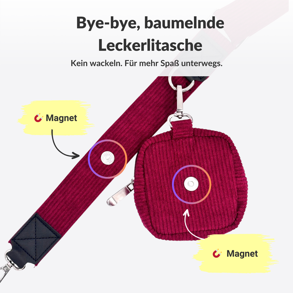 Gassitasche Cord + Leckerlitasche (Berry Muse)
