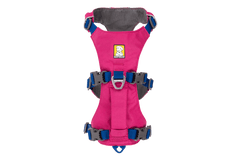 Pinkfarbenes Flagline™ Hundegeschirr mit blauen Akzenten, gepolstertem Rückenbereich und ergonomischem Design für optimalen Komfort.