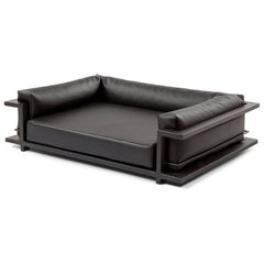 Hundebett Manhattan aus schwarzem Kunstleder mit erhöhten Seiten und gepolsterter Liegefläche, modern und stabil gestaltet.