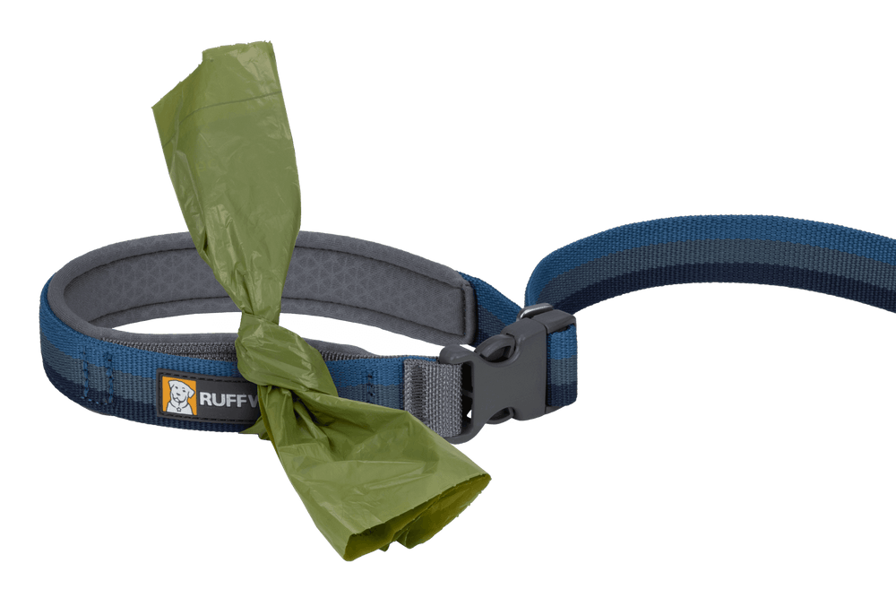 Roamer™ Bungee-Hundeleine in Blau und Grau mit gepolsterter Innenseite und Halter für Hundekotbeutel.
