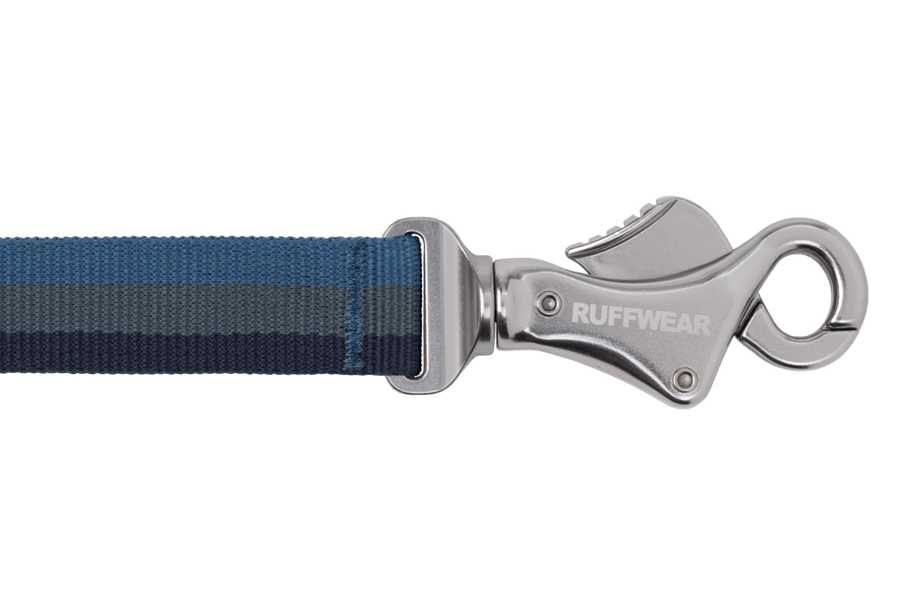 "Ruffwear Roamer™ Bungee-Hundeleine in Blau- und Grautönen mit strapazierfähigem Material für angenehmes Auslaufen."