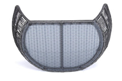 Geflochtener, halbrunder Bettrahmen PRADO in Grau-Blau, robustes Design, ohne Matratze und Kissen, ideal für Gartenmöbel.