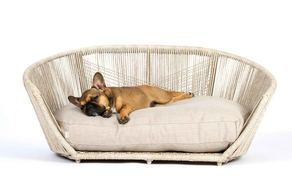 Bequeme VOGUE Design-Hundebett SMOOTH im modernen Stil mit rundlicher Form, ideal für entspanntes Liegen und Schlafen.