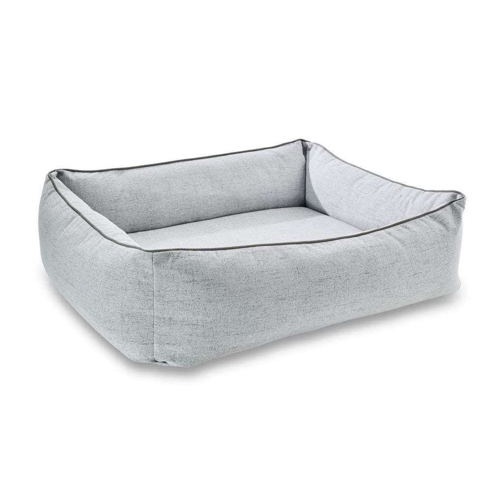 Rechteckiges ORTHO Hundebett VITO in Grau mit hellerer Innenseite und dekorativer Naht, ideal für Ihren Hund.