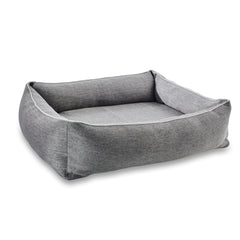 Graues ORTHO Hundebett UNO mit hohen Seitenwänden und gepolstertem Innenbereich für optimalen Komfort.