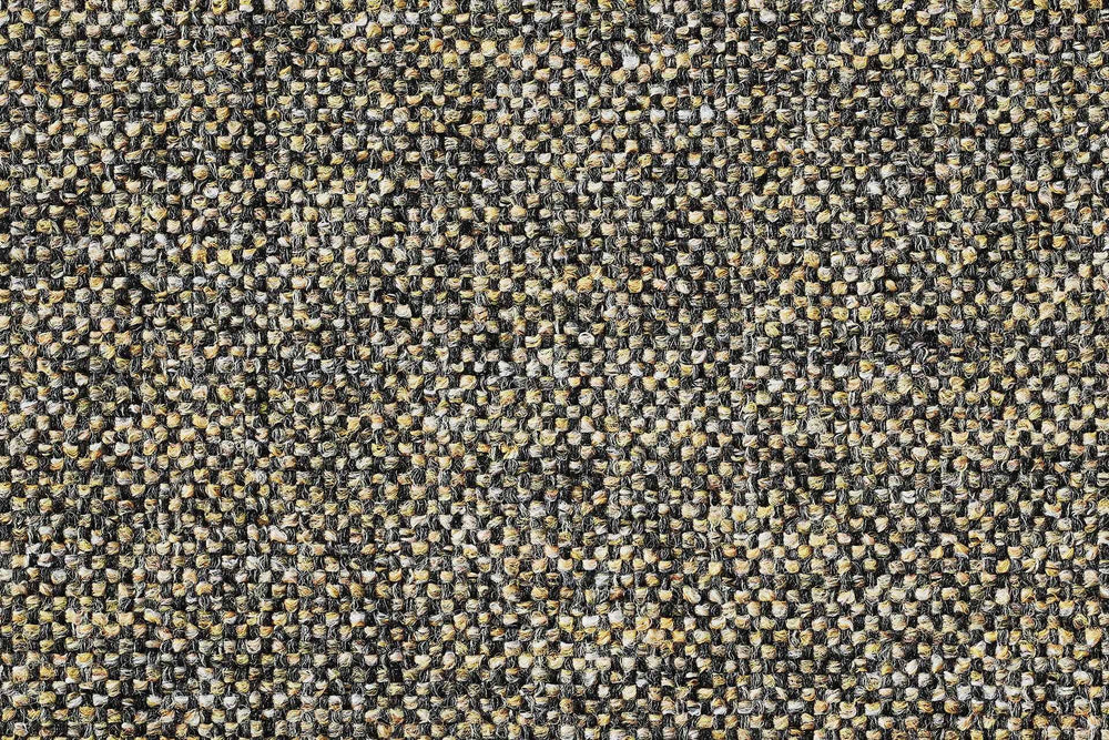 ALT-Text: Robust geflochtenes ORTHO Hundebett SCALA in Grau, Schwarz und Gelb, ideal für stilvolle Hundemöbel.