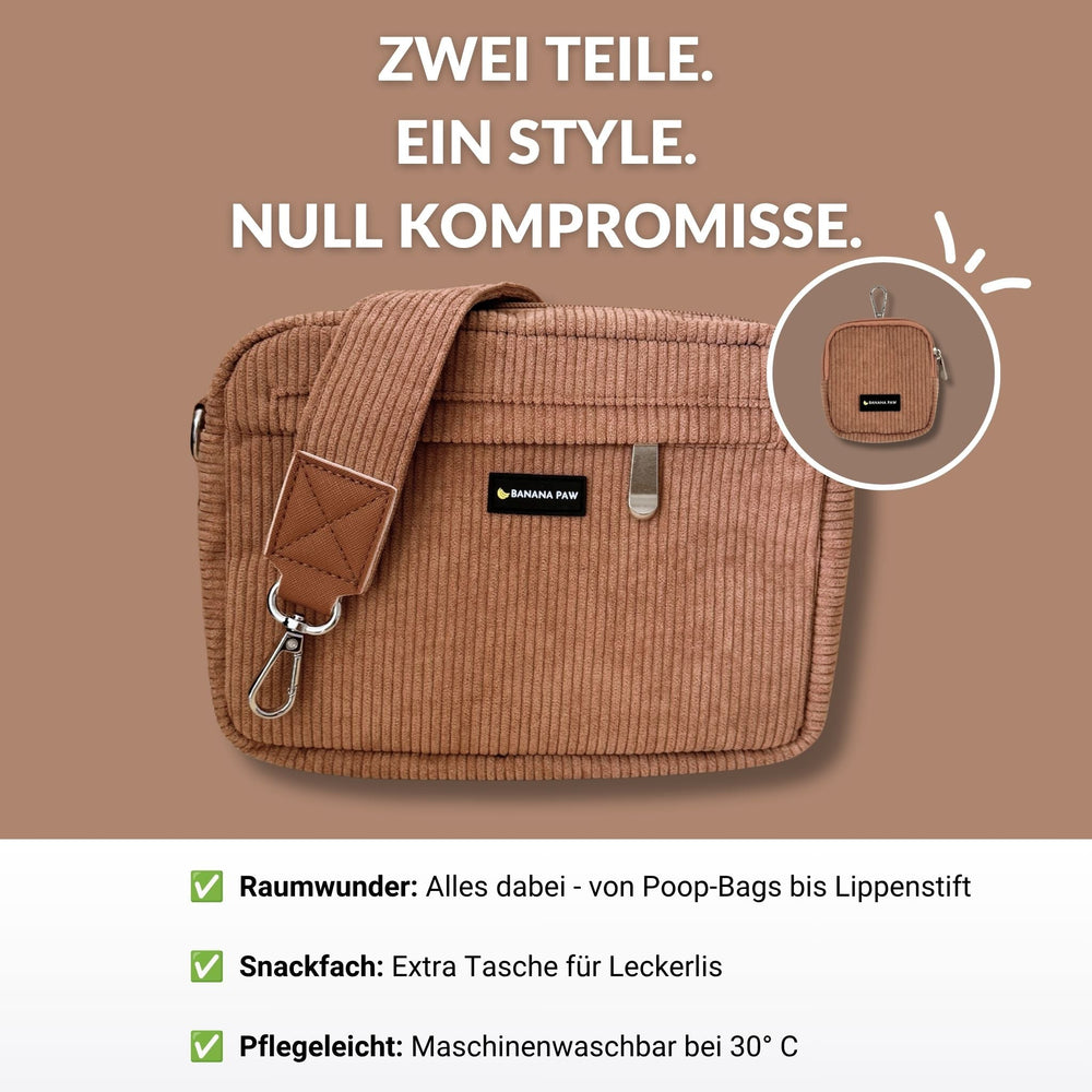 Gassitasche Cord + Leckerlitasche (Mocca Mood)