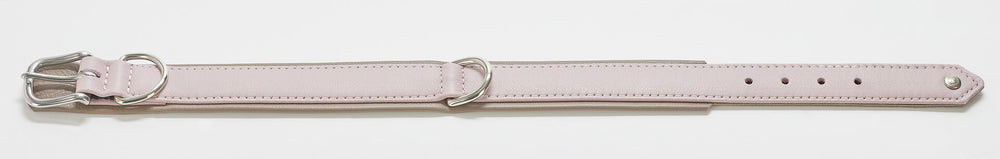 Zartrosa PU-Leder-Halsband mit silberner Schnalle und D-Ringen, verstellbar für jeden Look.