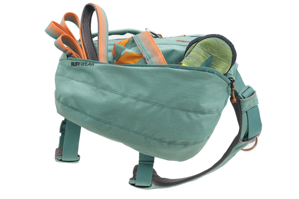 "Front Range® Tagesrucksack von Ruffwear in mintgrün, ideal für Outdoor-Abenteuer mit Fächern für Zubehör."