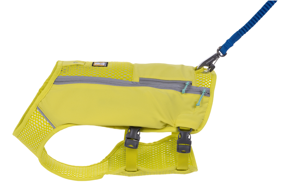 Trail Runner™ Hunde-Laufweste in leuchtendem Gelb mit verstellbaren Riemen, stabiler Griff und Karabiner für die Leine.