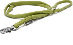 Elegante grüne Leder-Hundeleine mit Karabiner und hochwertiger Verarbeitung für stilbewusste Hundefreunde.