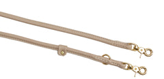 Beige Leder Rundleine mit goldenen Karabinerhaken für stilvolle Hundefreunde von AMICI.