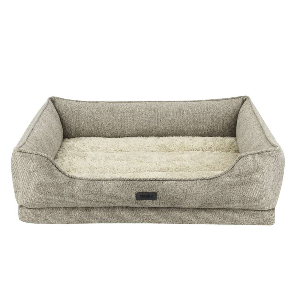 Rechteckiges Hundefreundliches Komfortbett "CALBU" in Grau mit plüschiger Liegefläche für optimalen Schlafkomfort.