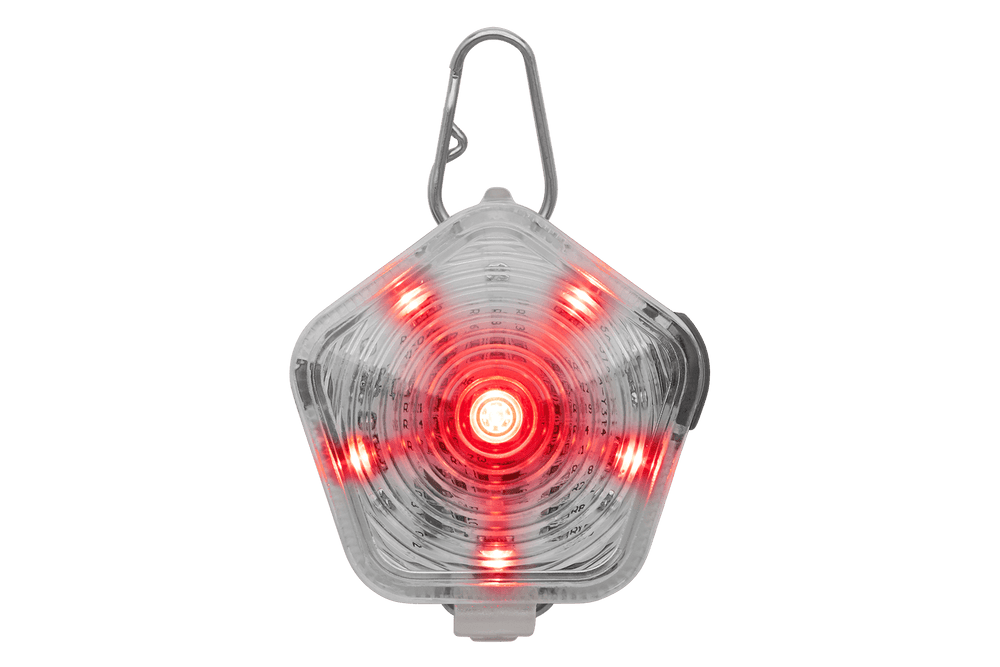 Rotes Beacon™ Hunde-Sicherheitslicht mit mehreren LEDs in sechseckiger Form für mehr Sichtbarkeit beim Gassigehen.