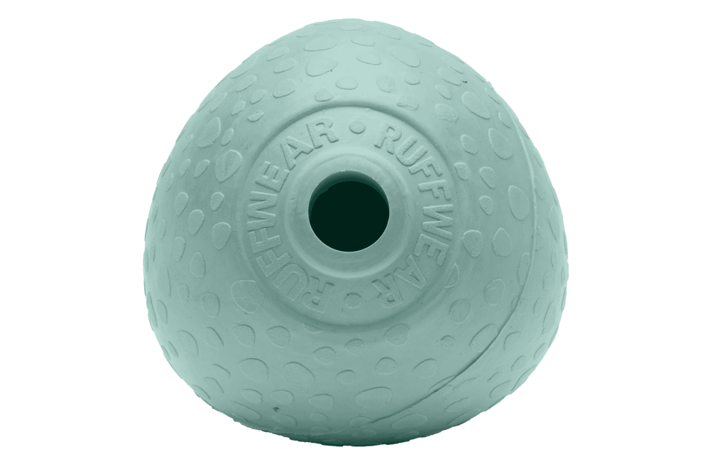 Huckama™ Gummi-Wurfspielzeug in grün, ovaler Form mit strukturierter Oberfläche für Hunde. Ideal zum Spielen und Apportieren.