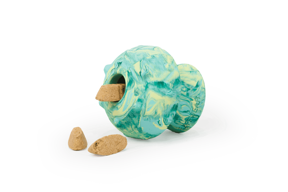 Farbenfrohes Toadstool™ Hundespielzeug in spiralförmiger Form, ideal zum Kauen und Spielen für Hunde.