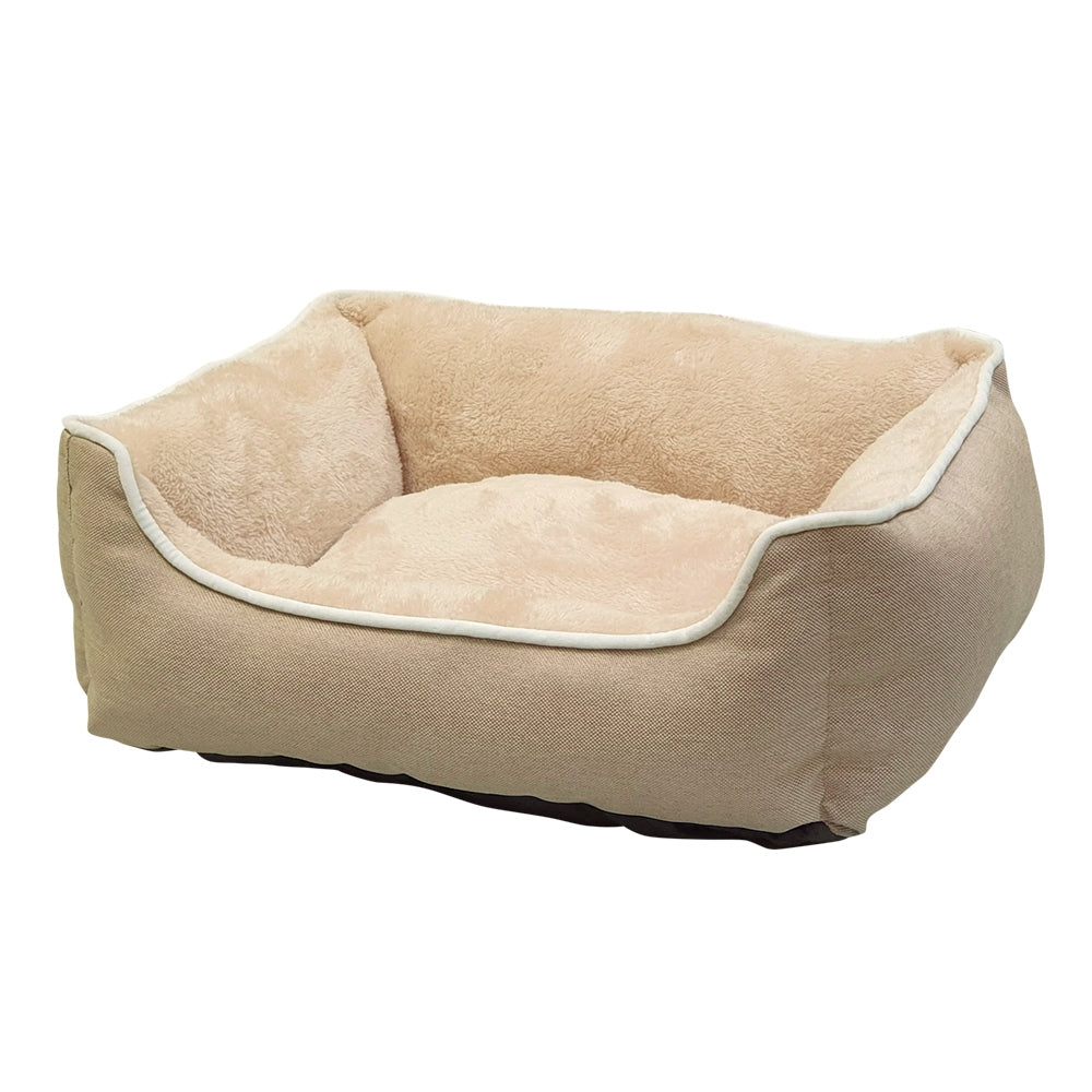 Komfortables eckiges Hundebett "ARNO" in hellem Beige mit weicher Polsterung und strapazierfähigem Stoff.
