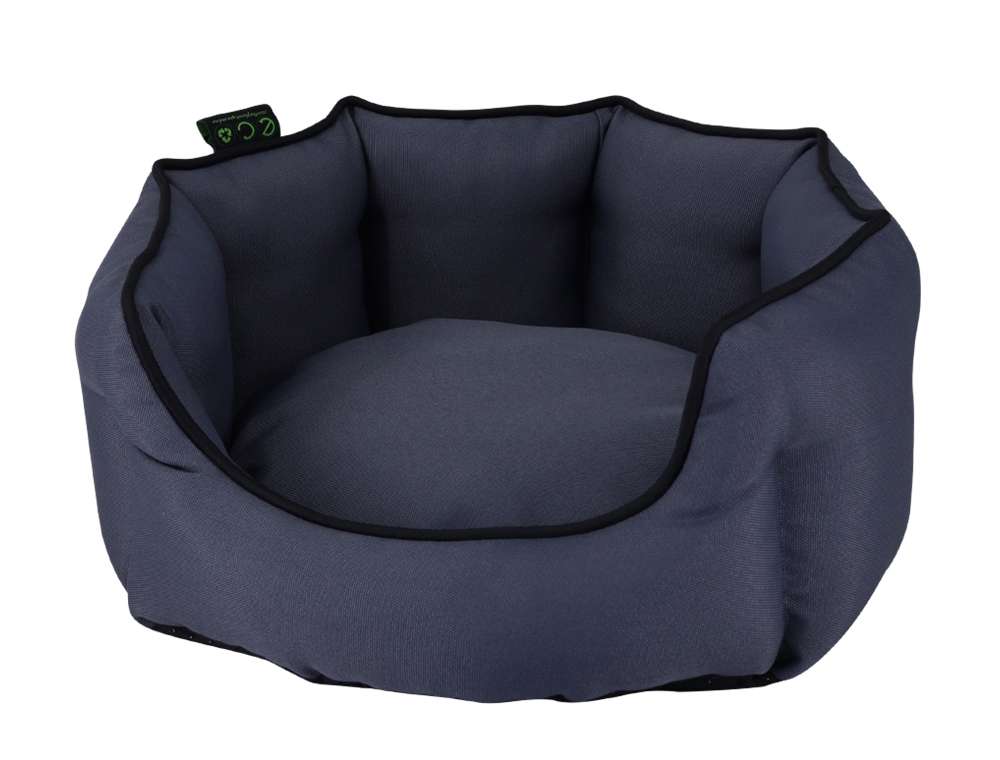 Komfortbett oval "Esat" in Dunkelblau mit schwarzem Rand, ideal für Hunde zum Schlafen und Entspannen.