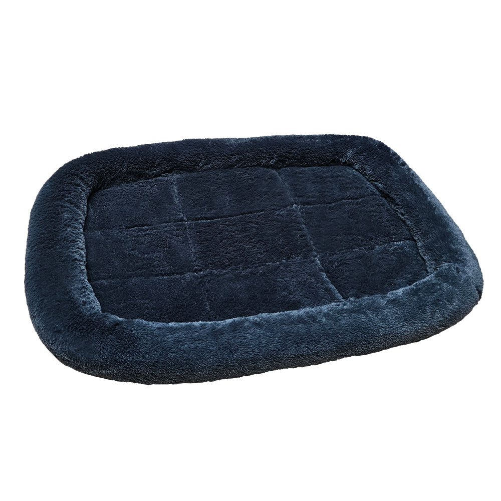 Weiches, dunkelblaues Hundebett mit gepolstertem Rand und runden Ecken für optimalen Komfort.
