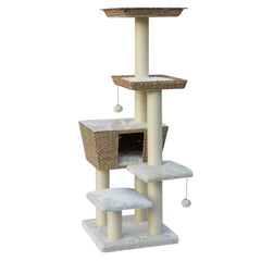 "Kratzbaum MOTEGA mit mehreren Ebenen, Sisal, gemütlichem Katzenhaus und gepolsterten Plattformen für Katzen."