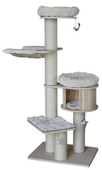 Mehrstöckiger Kratzbaum "ODUN" mit Sisal-Säulen, Liegeflächen und gemütlicher Höhle für Katzen.