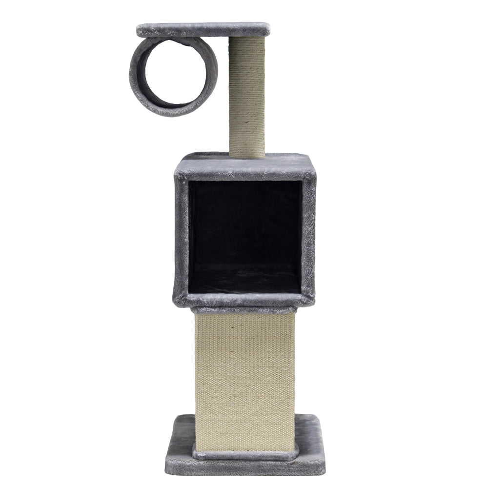 Moderner Kratzbaum FINA für Katzen mit strukturierter Basis und offenem Bereich für maximalen Komfort.