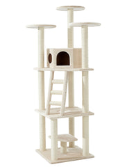 Großer, heller Kratzbaum SULTAN für Katzen mit mehreren Etagen, Höhle, Leiter und Sisalsäulen. Ideal zum Spielen und Entspannen.