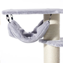 Katzenleiter TOKAT mit grauer, weicher Liegefläche für gemütliche Ruhezone und Spielspaß für Katzen.