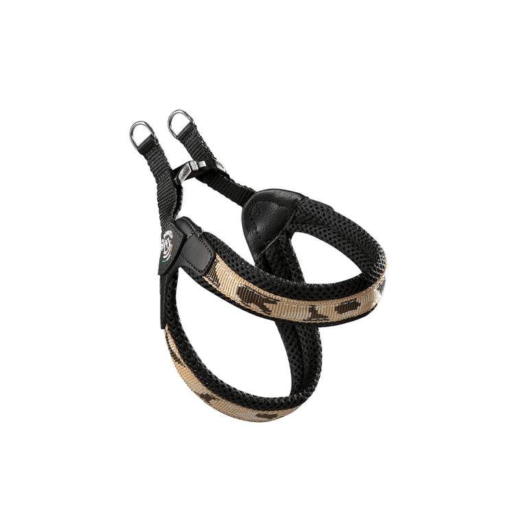 Hundegeschirr Easy Fit Click Penny Mesh in Tarnoptik mit gepolstertem Material und zwei Haltegriffen für optimalen Halt.