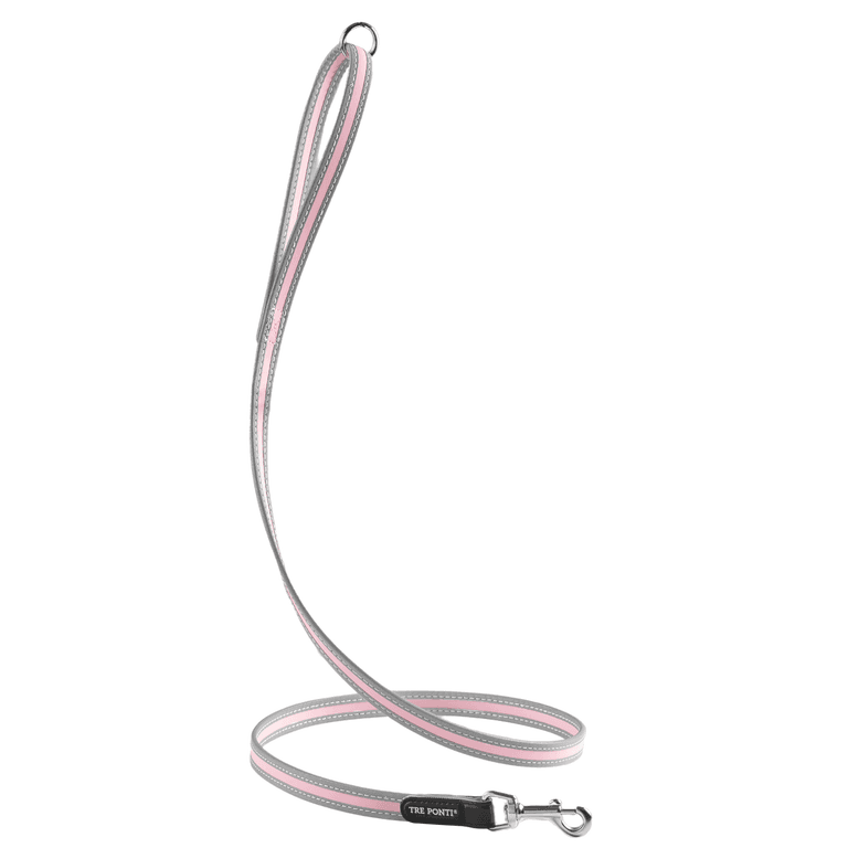 Hundeleine im grau-pinken Design mit Karabinerhaken für modernen, sportlichen Look. Ideal für aktive Hundebesitzer.