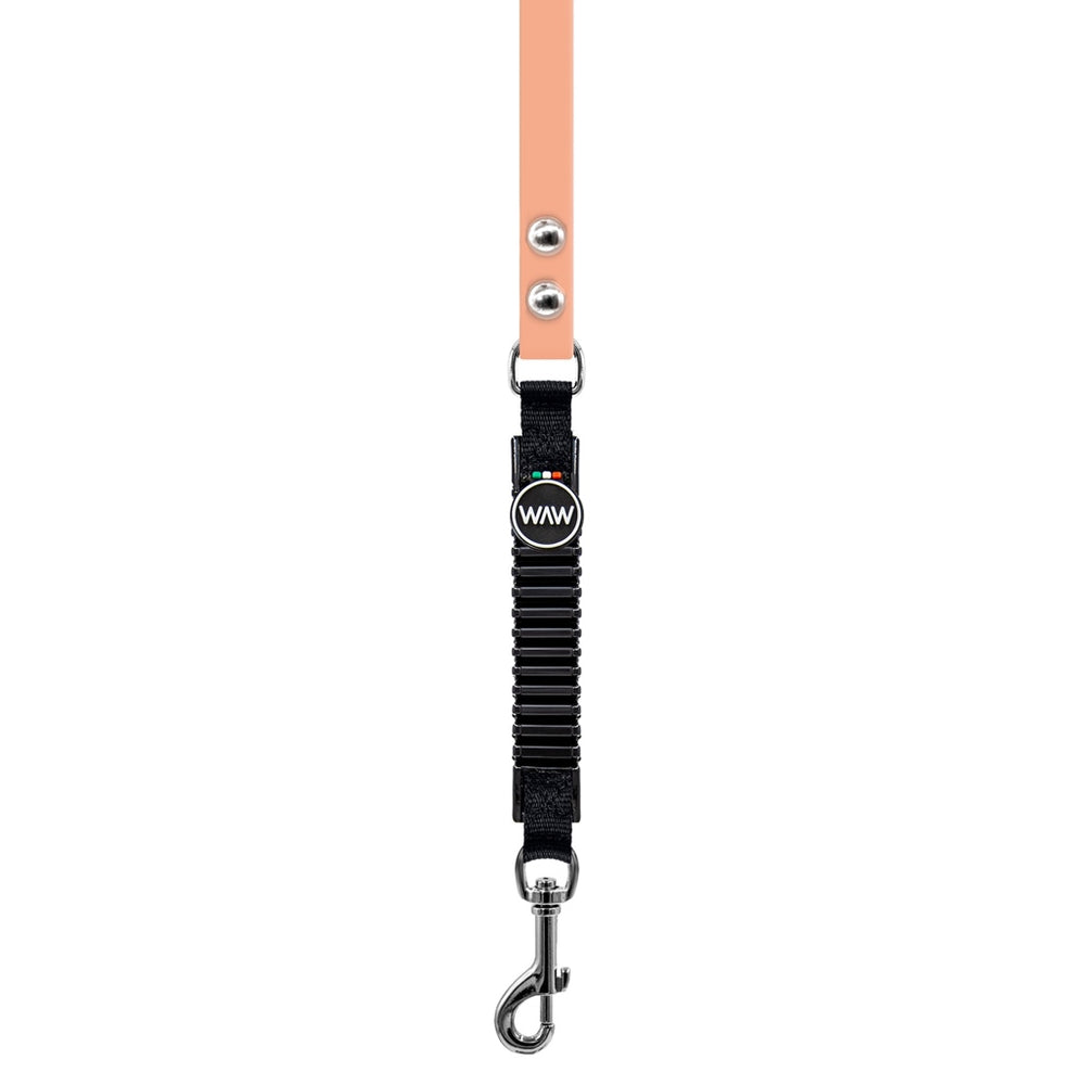 Hundeleine ICON VILLAGE 180 cm, hellbraun und schwarz, elastisch mit Karabiner und Metallknöpfen für optimalen Komfort.