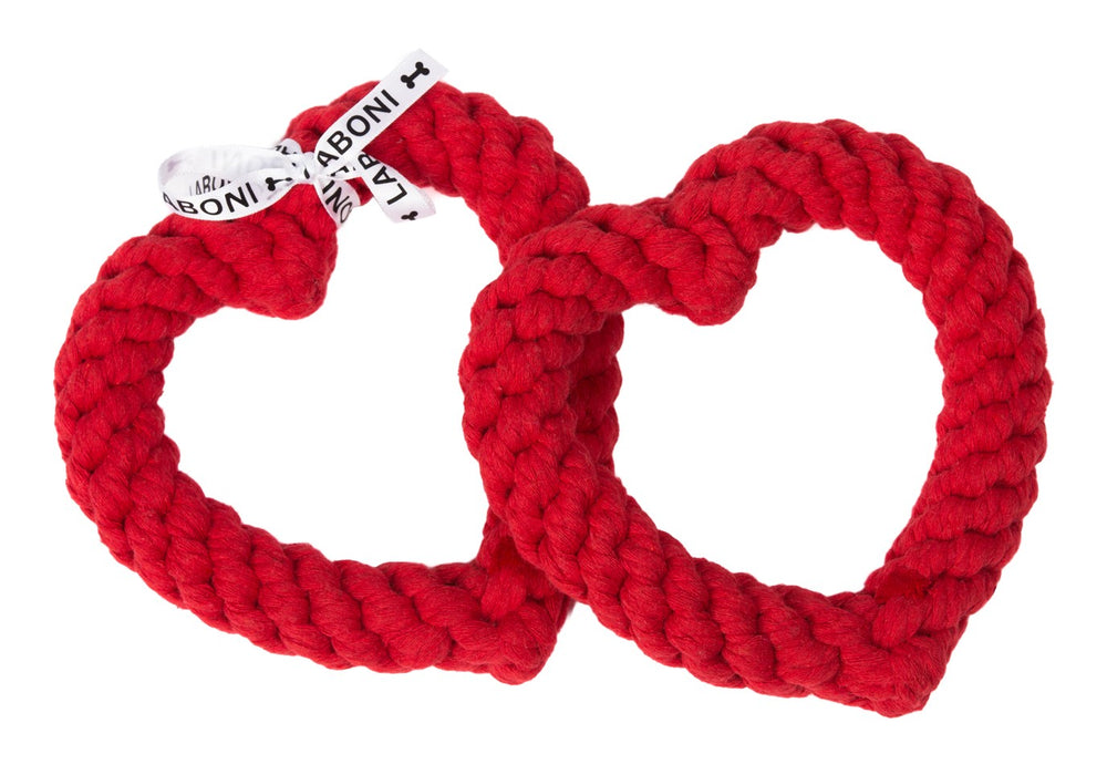"Mini Heart Kauspielzeug für Hunde in Herzform, robustes geflochtenes Stoffdesign - LABONI Hundefreude."