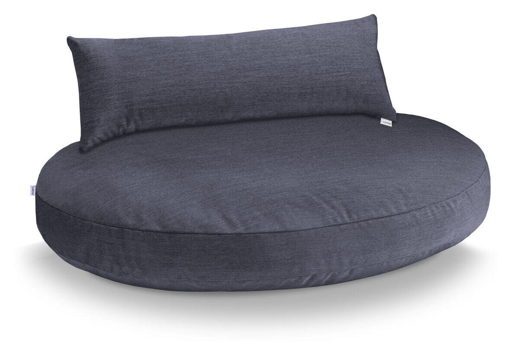 Rundes, graues Hundebett CHIC mit erhöhtem Rücken und weicher Polsterung, modernes und gemütliches Design.