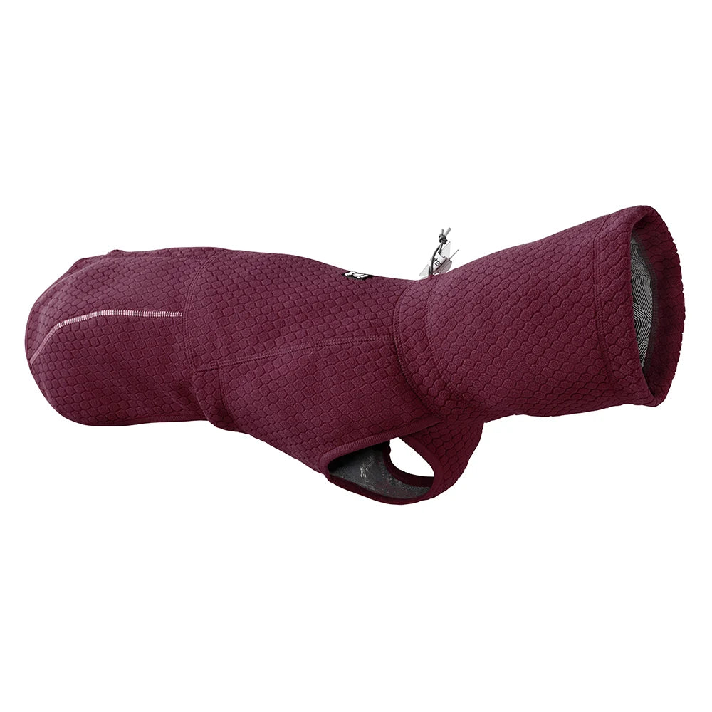 Bordeauxrote Hundejacke Warming Midlayer ECO, warm und bequem, ideal für kaltes Wetter, mit hohem Kragen und Reißverschluss.